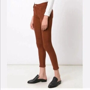 7 For All Mankind Copper Brown Faux Suede Skinny Jeans 27